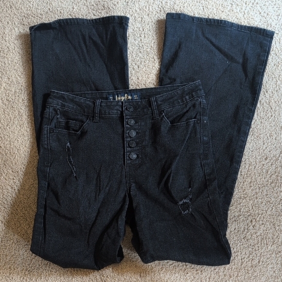 Indigo Rein Wide Leg Rock Button Fly Jeans Size 9 - Picture 1 of 7